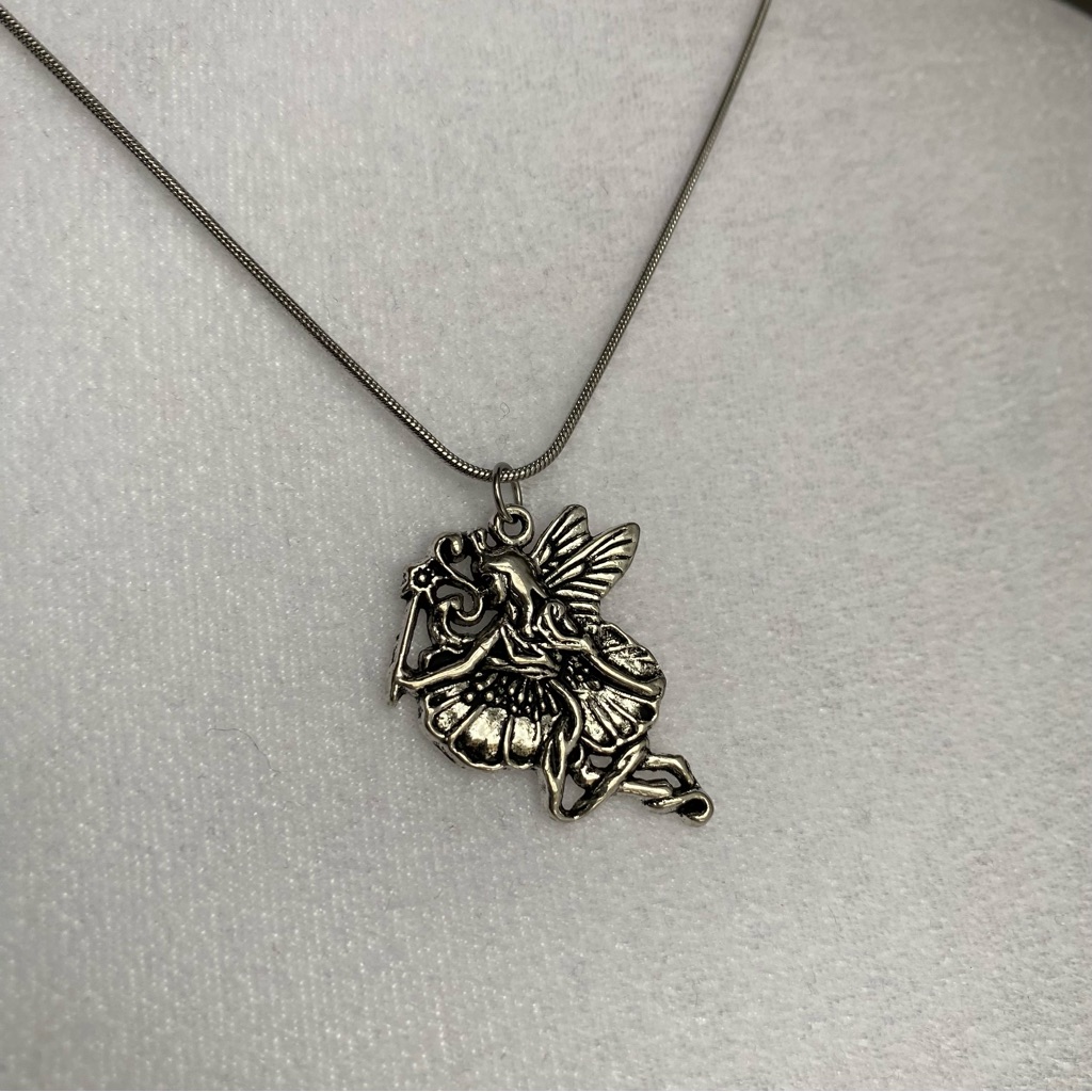Handmade Stainless Steel Fairy Silver Necklace Whimsigoth Boho Dainty Jewelry